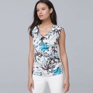 WHBM Bar Hardware Printed Sleeveless Top